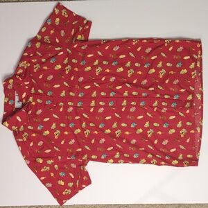Disney Mens Small Polynesian Resort Snack Treats Aloha Shirt Red Camp
